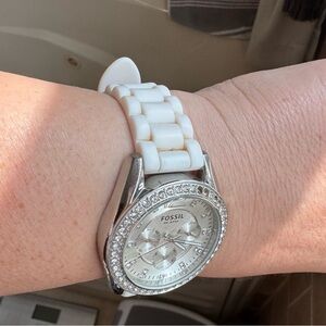 Vintage Fossil Watch white silicone band and stainless steel